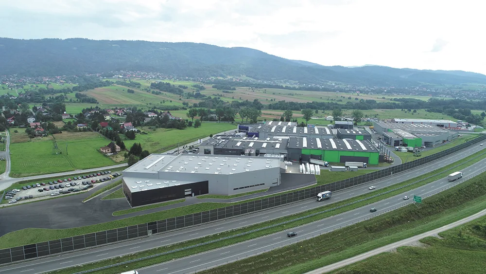 Prosperplasts fabrikk i Rybarzowice sett fra lufta